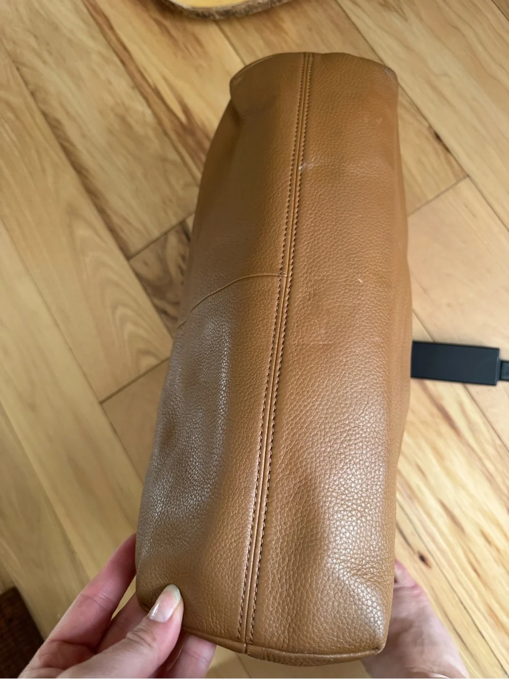 Tory Burch Tan Whipstitch Leather Shoulder Bag with Chain Straps